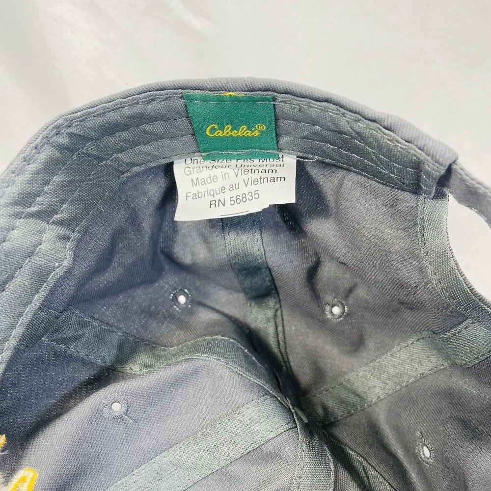 Cabela's Hat Cap Strapback Gray Yellow One Size Adjustable Embroidered Adult Men - Picture 7 of 8
